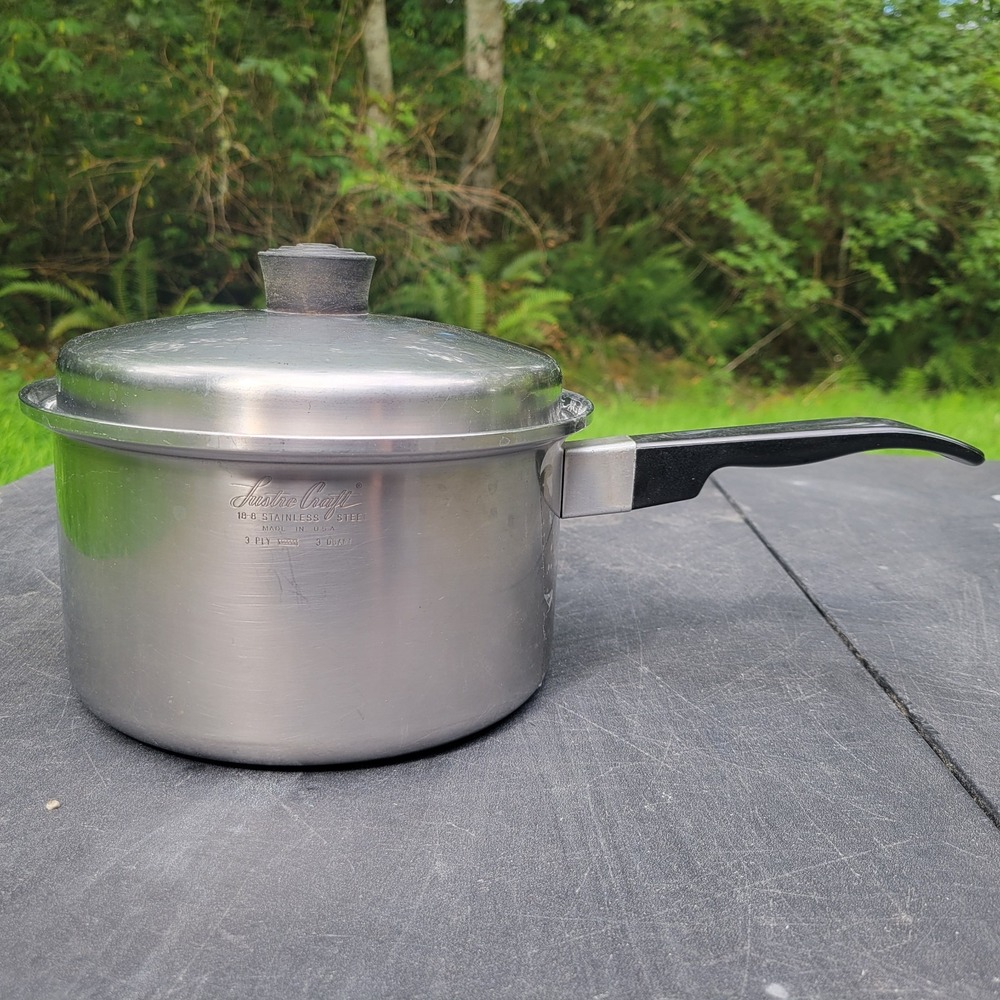 Lustre Craft 3 Qt Pot 3 Ply Stainless Steel With Replacement Lid Made In USA‎